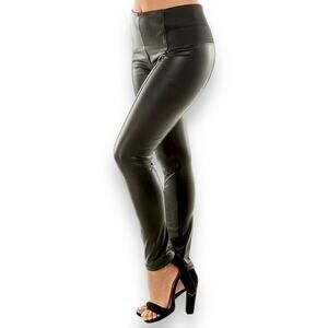 Ci Sono NWT Women's Faux Leather Leggings Size L Black Stretch Waist